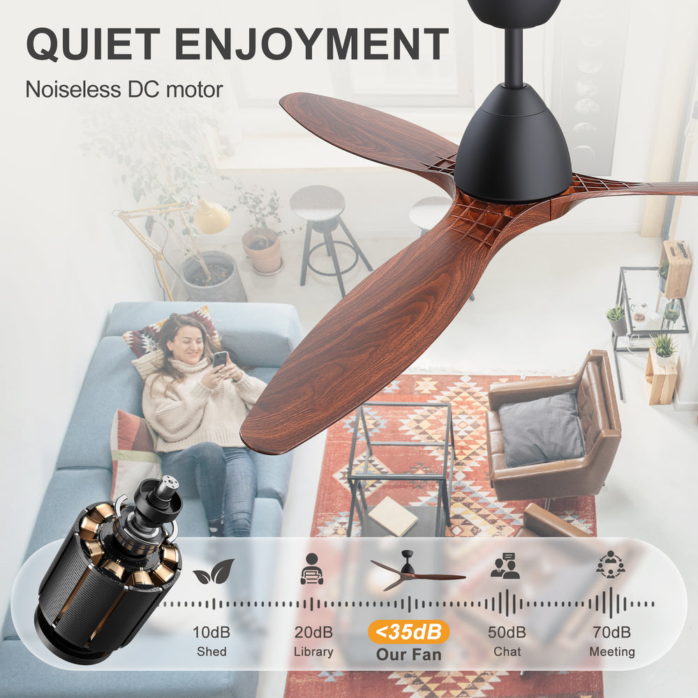 Meron 56-Inch 3-Blade Ceiling Fan With No Light