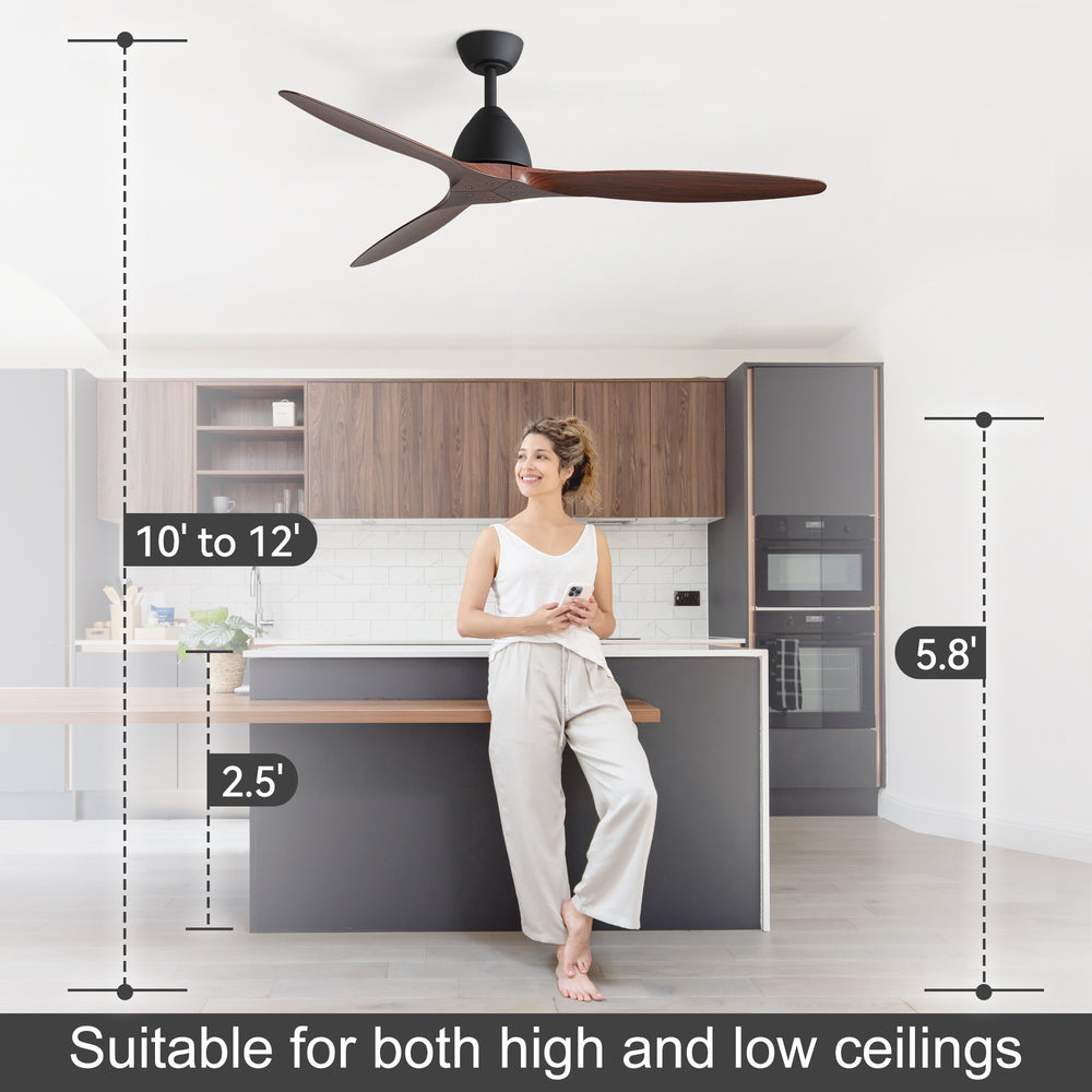 Meron 56-Inch 3-Blade Ceiling Fan With No Light