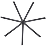 AirForge 120-inch HVLS industrial ceiling fan with eight black blades, shown from directly below.