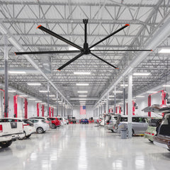 20/22/24FT HVLS Industrial Ceiling Fan 120V 1-Phase No Light With 6 Aluminum Blades-Permanent Magnet Synchronous Motor-Wired Wall-Mounted Controller-Energy Efficient Large Area Air Circulation For Warehouses & Factories
