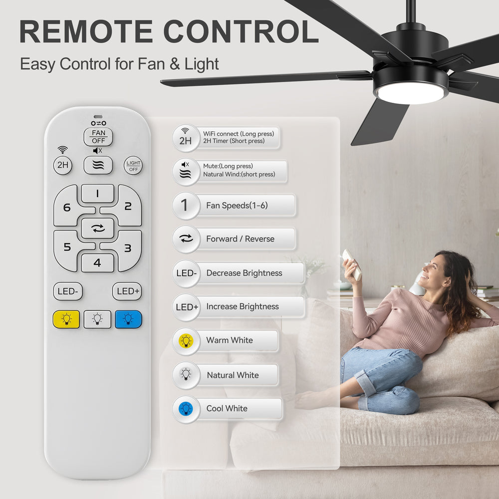 Charlie 52-Inch Smart Ceiling Fan With Light