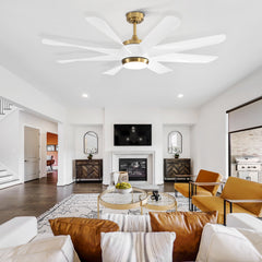 Alsatia 60-in Gold Indoor LED Ceiling Fan with Light Remote (8-Blade)