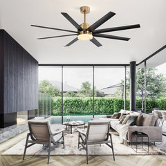 Annette 65 in. Integrated LED Indoor Gold Black-Blade Ceiling Fans with Light and Remote Control