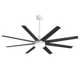 AeroSpan Lux 65-inch black and white 8-blade ceiling fan with light