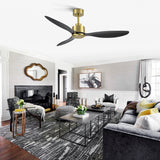 Aervon 52" Gold 3-Blade Ceiling Fan Without Light & Remote