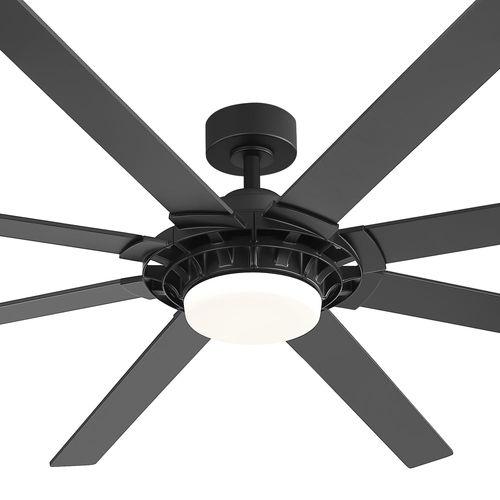 72-Inch 8-Blade Black Ceiling Fan with Light & Remote