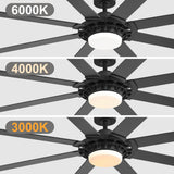 72-Inch 8-Blade Black Ceiling Fan with Light & Remote