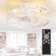 18-in Vintage Distressed White Low Profile Ceiling Fan with Remote Light(7-blade)