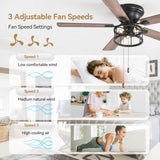 Brivane 52" Hugger Ceiling Fan With Light & Pull Chain