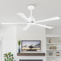 52 in. 6-Speed Indoor Black Ceiling Fans with Remote without Light,5" Downrod Included