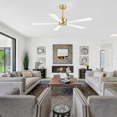 52 in. 6-Speed Indoor Black Ceiling Fans with Remote without Light,5" Downrod Included