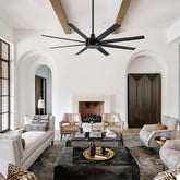65-Inch Industrial Ceiling Fan, No Light with Remote, 8 ABS Blades, Quiet Reversible DC Motor, 6-Speed, Timer Function