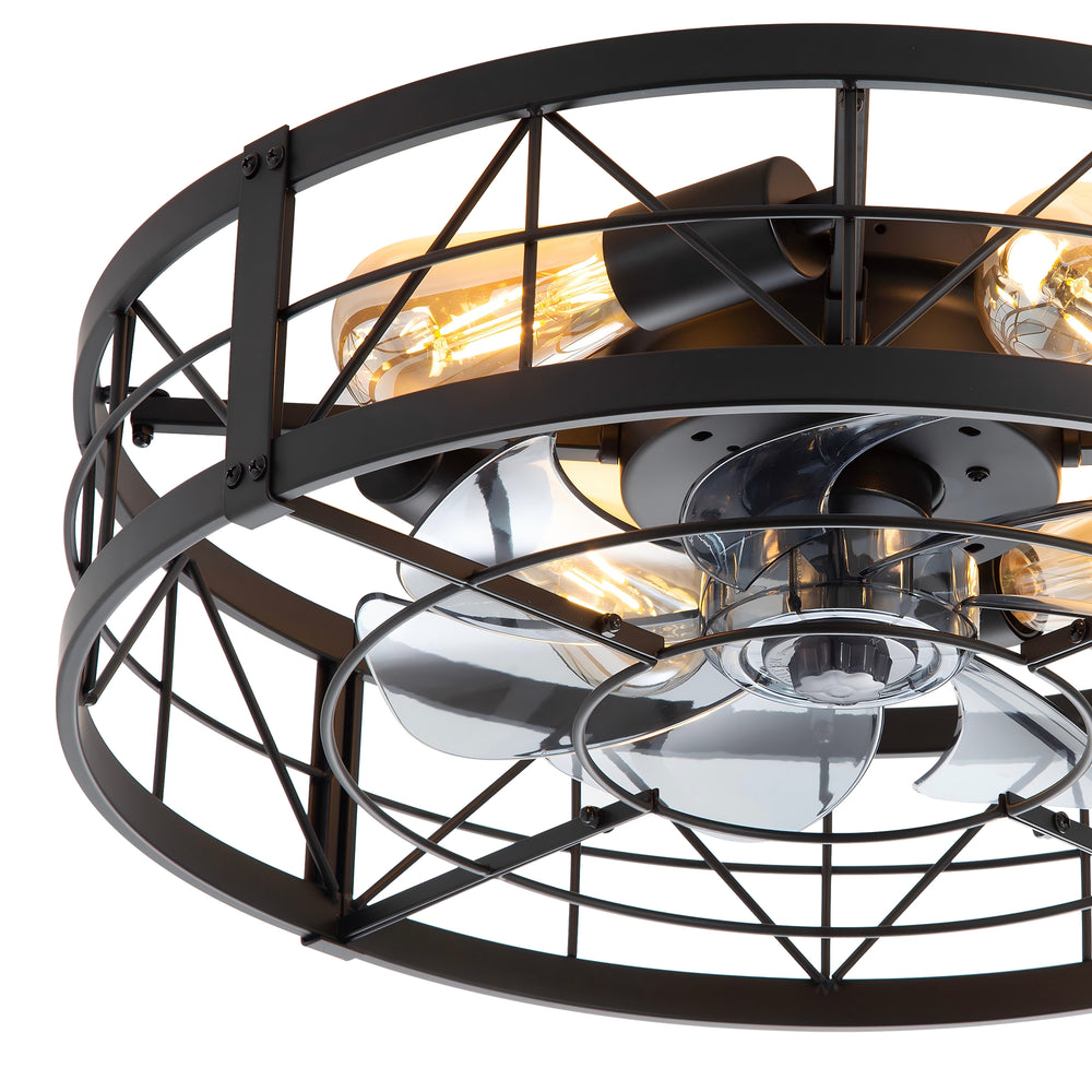 Brielle 20" Flush Mount Caged Ceiling Fan With Light & Remote
