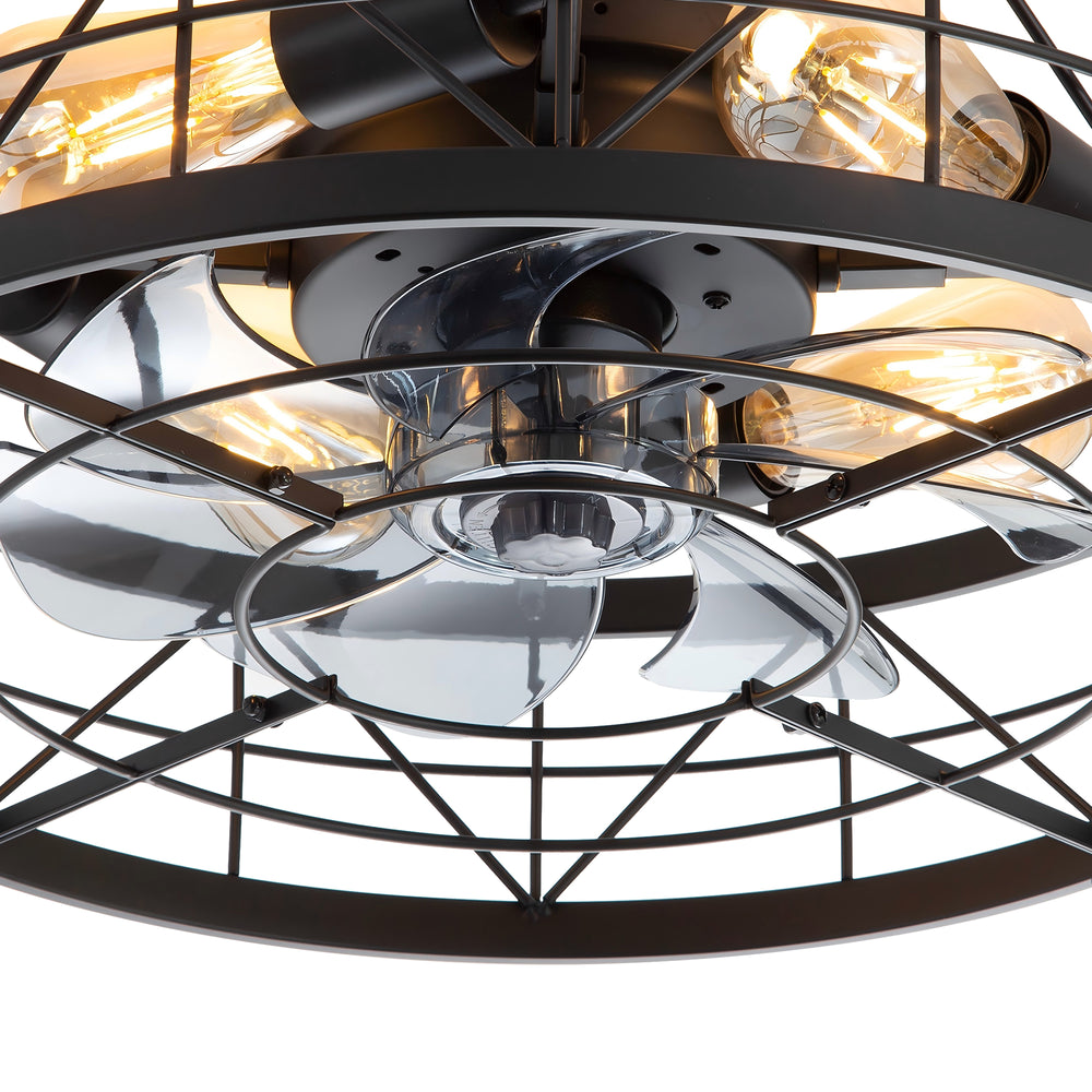 Brielle 20" Flush Mount Caged Ceiling Fan With Light & Remote