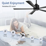 Westmere 52-Inch Black Ceiling Fan With No Light & Remote