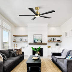52-Inch  5-Blade LED Ceiling Fan with Light and Remote,5" Downrod Included