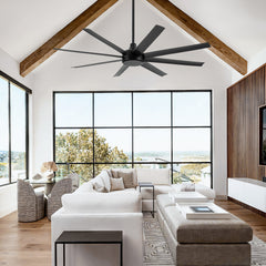 ALKAFY 65-inch Ceiling Fan for Large Room - with Remote, 8 ABS Blades, 6-Speed DC Motor, 6125 CFM, Industrial Style