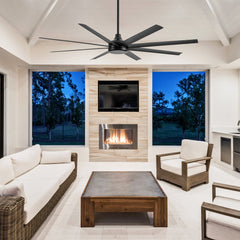 ALKAFY 72-inch Ceiling Fan for Large Spaces - with Remote, 8 ABS Blades, 6-Speed DC Motor, 6868 CFM, Matte Black, Industrial