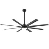 72-Inch Modern Ceiling Fan with Remote, Reversible Powerful DC Motor, 8 Aluminum Blades, 6-Speed, Dual Downrods(7“&24”), LED Light Kit with 3 Color Temps(3000K/4500K/6000K), Black/Gold Black/White/Gold White Finish for Large Room