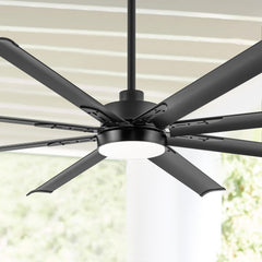72-Inch Modern Ceiling Fan with Remote, Reversible Powerful DC Motor, 8 Aluminum Blades, 6-Speed, Dual Downrods(7“&24”), LED Light Kit with 3 Color Temps(3000K/4500K/6000K), Black/Gold Black/White/Gold White Finish for Large Room