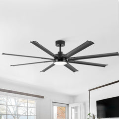 72-Inch Modern Ceiling Fan with Remote, Reversible Powerful DC Motor, 8 Aluminum Blades, 6-Speed, Dual Downrods(7“&24”), LED Light Kit with 3 Color Temps(3000K/4500K/6000K), Black/Gold Black/White/Gold White Finish for Large Room