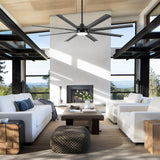 ALKAFY 72" Black Industrial Ceiling Fan with LED Light & Remote - 6-Speed Reversible DC Motor, 8 Blades for Indoor/Outdoor Use