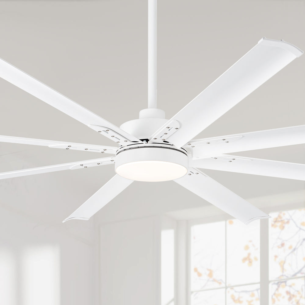 72-Inch Modern Ceiling Fan with Remote, Reversible Powerful DC Motor, 8 Aluminum Blades, 6-Speed, Dual Downrods(7“&24”), LED Light Kit with 3 Color Temps(3000K/4500K/6000K), Black/Gold Black/White/Gold White Finish for Large Room