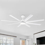 72-Inch Modern Ceiling Fan with Remote, Reversible Powerful DC Motor, 8 Aluminum Blades, 6-Speed, Dual Downrods(7“&24”), LED Light Kit with 3 Color Temps(3000K/4500K/6000K), Black/Gold Black/White/Gold White Finish for Large Room