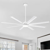 72-Inch Modern Ceiling Fan with Remote, Reversible Powerful DC Motor, 8 Aluminum Blades, 6-Speed, Dual Downrods(7“&24”), LED Light Kit with 3 Color Temps(3000K/4500K/6000K), Black/Gold Black/White/Gold White Finish for Large Room