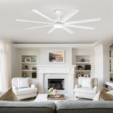 72-Inch Modern Ceiling Fan with Remote, Reversible Powerful DC Motor, 8 Aluminum Blades, 6-Speed, Dual Downrods(7“&24”), LED Light Kit with 3 Color Temps(3000K/4500K/6000K), Black/Gold Black/White/Gold White Finish for Large Room