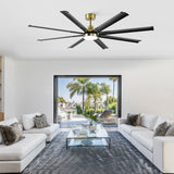 72-Inch Modern Ceiling Fan with Remote, Reversible Powerful DC Motor, 8 Aluminum Blades, 6-Speed, Dual Downrods(7“&24”), LED Light Kit with 3 Color Temps(3000K/4500K/6000K), Black/Gold Black/White/Gold White Finish for Large Room