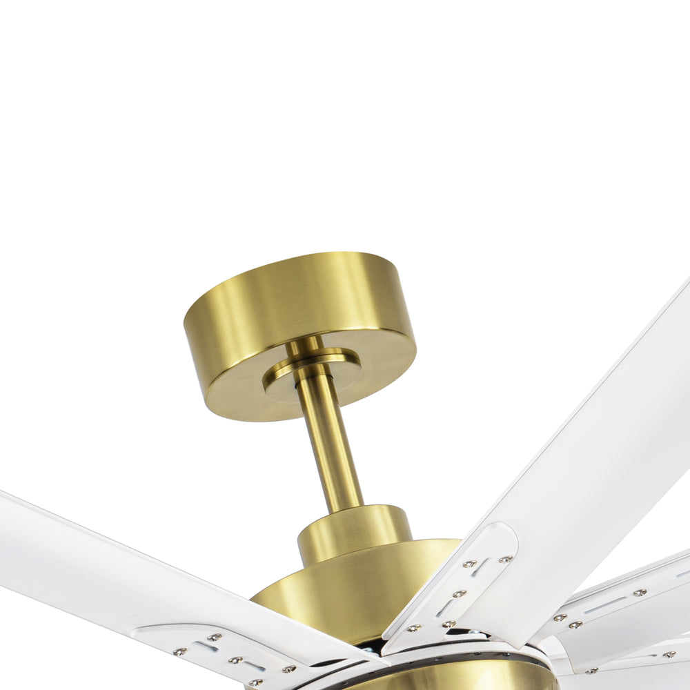 72-Inch Modern Ceiling Fan with Remote, Reversible Powerful DC Motor, 8 Aluminum Blades, 6-Speed, Dual Downrods(7“&24”), LED Light Kit with 3 Color Temps(3000K/4500K/6000K), Black/Gold Black/White/Gold White Finish for Large Room
