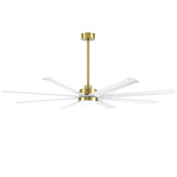 72-Inch Modern Ceiling Fan with Remote, Reversible Powerful DC Motor, 8 Aluminum Blades, 6-Speed, Dual Downrods(7“&24”), LED Light Kit with 3 Color Temps(3000K/4500K/6000K), Black/Gold Black/White/Gold White Finish for Large Room