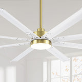 72-Inch Modern Ceiling Fan with Remote, Reversible Powerful DC Motor, 8 Aluminum Blades, 6-Speed, Dual Downrods(7“&24”), LED Light Kit with 3 Color Temps(3000K/4500K/6000K), Black/Gold Black/White/Gold White Finish for Large Room