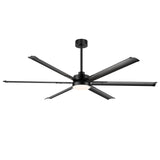 72-inch Black LED Ceiling Fan with Light Kit and Remote,6 Aluminum Blades,6" and 12" Dowmrods Included