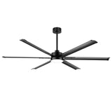 72-inch Black LED Ceiling Fan with Light Kit and Remote,6 Aluminum Blades,6" and 12" Dowmrods Included