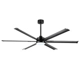 72-inch Black LED Ceiling Fan with Light Kit and Remote,6 Aluminum Blades,6" and 12" Dowmrods Included