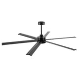 72-inch Black LED Ceiling Fan with Light Kit and Remote,6 Aluminum Blades,6" and 12" Dowmrods Included