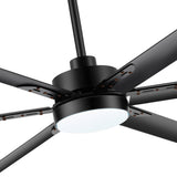 72-inch Black LED Ceiling Fan with Light Kit and Remote,6 Aluminum Blades,6" and 12" Dowmrods Included
