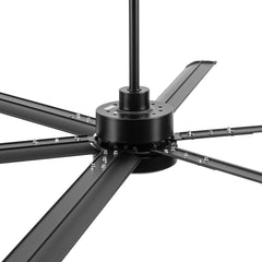 72-inch Black LED Ceiling Fan with Light Kit and Remote,6 Aluminum Blades,6" and 12" Dowmrods Included