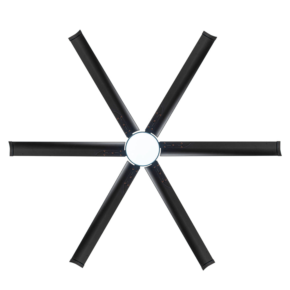 72-inch Black LED Ceiling Fan with Light Kit and Remote,6 Aluminum Blades,6" and 12" Dowmrods Included