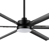 72-inch Black LED Ceiling Fan with Light Kit and Remote,6 Aluminum Blades,6" and 12" Dowmrods Included