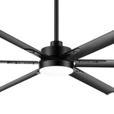 72-inch Black LED Ceiling Fan with Light Kit and Remote,6 Aluminum Blades,6" and 12" Dowmrods Included