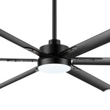 72-inch Black LED Ceiling Fan with Light Kit and Remote,6 Aluminum Blades,6" and 12" Dowmrods Included