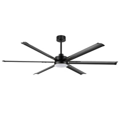 72-inch Black LED Ceiling Fan with Light Kit and Remote,6 Aluminum Blades,6" and 12" Dowmrods Included