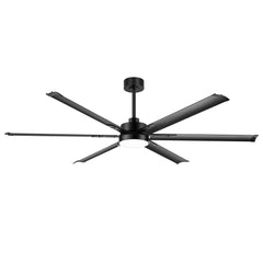 72-inch Black LED Ceiling Fan with Light Kit and Remote,6 Aluminum Blades,6" and 12" Dowmrods Included