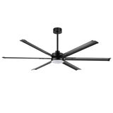 72-inch Black LED Ceiling Fan with Light Kit and Remote,6 Aluminum Blades,6" and 12" Dowmrods Included