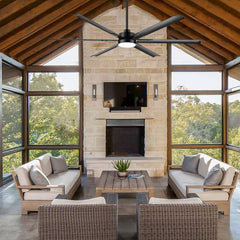 72-inch Black LED Ceiling Fan with Light Kit and Remote,6 Aluminum Blades,6" and 12" Dowmrods Included