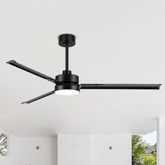 65-inch Black LED Ceiling Fan with Light and Remote Control(3 Blade)