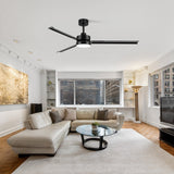 65-inch Black LED Ceiling Fan with Light and Remote Control(3 Blade)